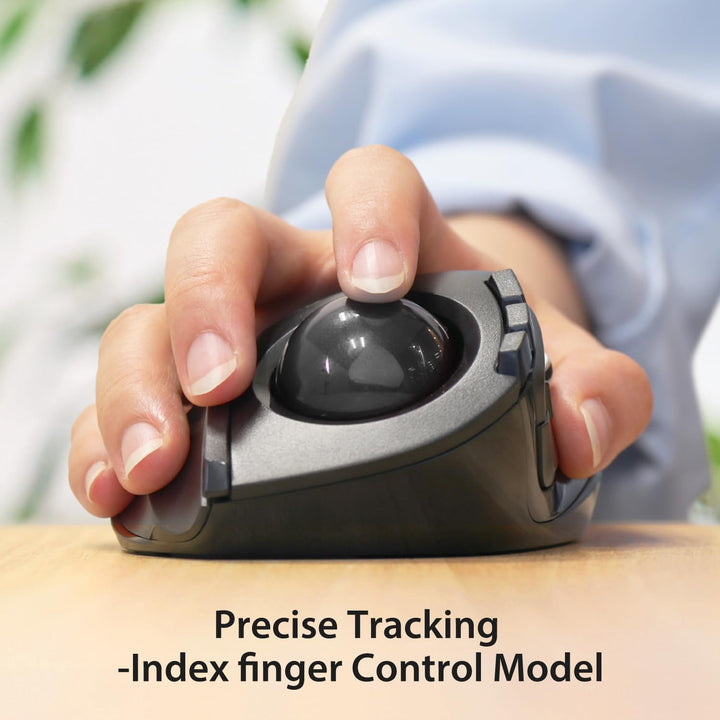 DEFT Trackball Mouse, 2.4GHz Wireless, Finger Control, 8-Button Function with Smooth Tracking, Ergonomic Design, Optical Gaming Sensor, Windows11, macOS (M-DT2DRBK)