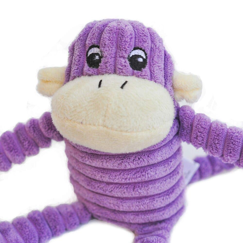 - Spencer The Crinkle Monkey Dog Toy, Squeaker and Crinkle Plush Toy - Purple, Small