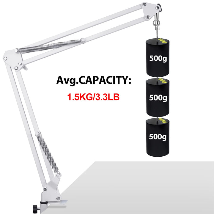 For Blue Yeti White Boom Arm, Mic White Desk Stand Comp