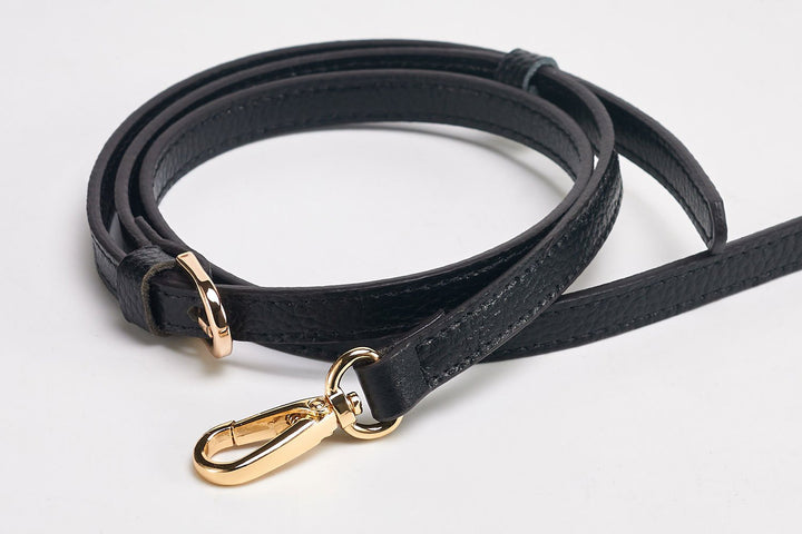 Purse Strap,Genuine Leather Purse Straps Replacement for Cross Body Bag HandBags(Black-Gold Hardware)