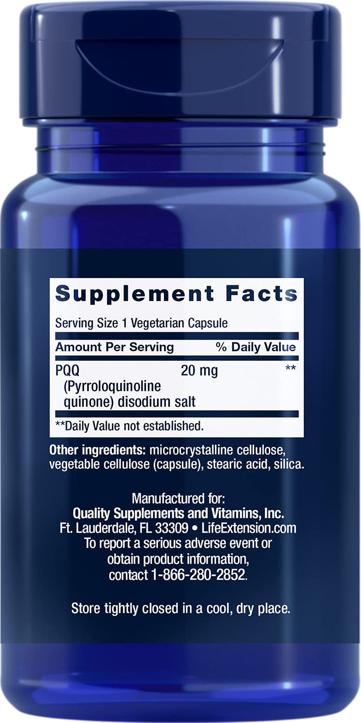 PQQ, pyrroloquinoline Quinone, 20 mg, Promotes The Growth of New Mitochondria, Gluten-Free, Non-GMO, Vegetarian, 1 Daily, 30 Capsules