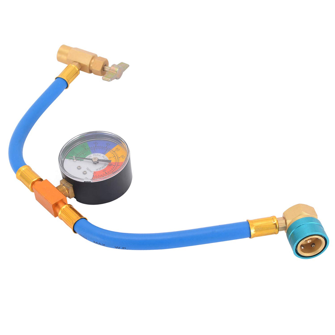R1234YF Charging Hose with Gauge Kits, R-1234YF Adapter 1/2 LH Can Opener Tap, A/C Service Hose Refrigerant Cans Taper Sets