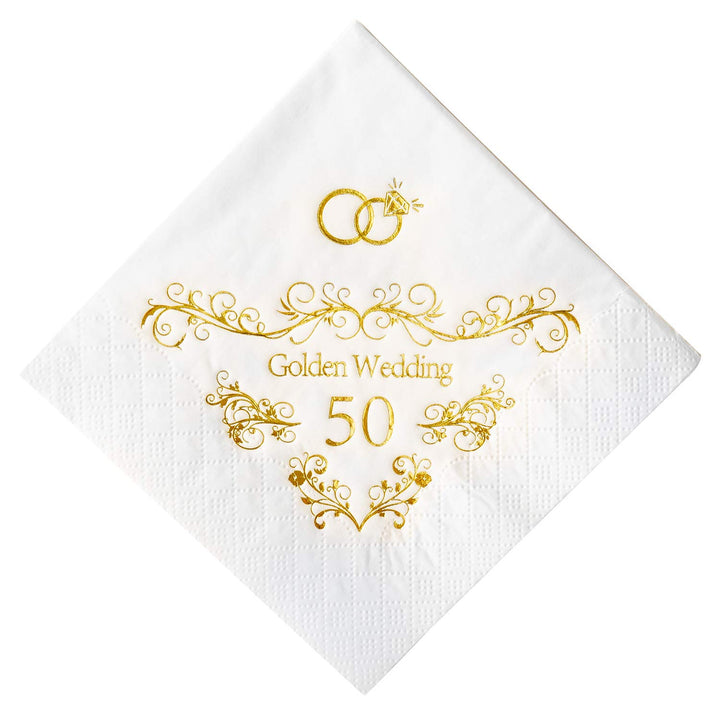 Crisky 50th Wedding Anniversaray Napkins Golden Cocktai