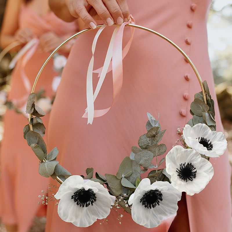 10 inch Real Touch Anemone Poppy Bouquet for Artificial Flower Decor (Pack of 7) (White)