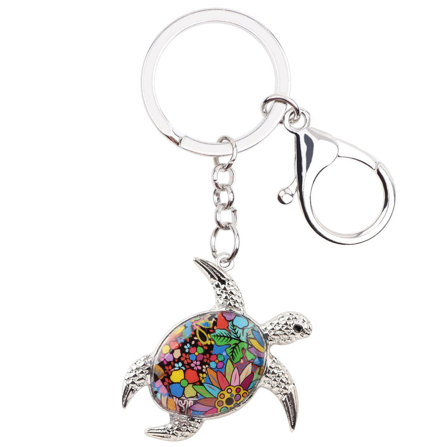 Enamel Metal Turtle Keychain For Women Girls Gifts Car Purse bag Tortoise Pendant Charms (A)