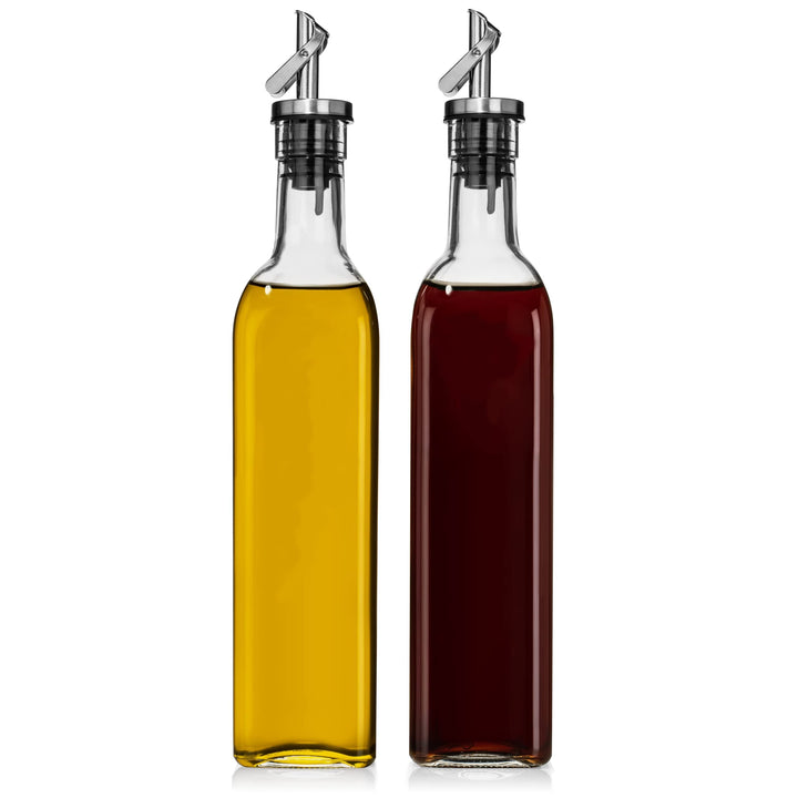 Replacement Olive Oil Dispenser Spout for .6” Bottle Opening - Oil Pourer Dimensions 3.25”H x 1.25”L x 1.25”W - Stainless Steel Automatic Closure Keeps Oil Fresh (Set of 2)