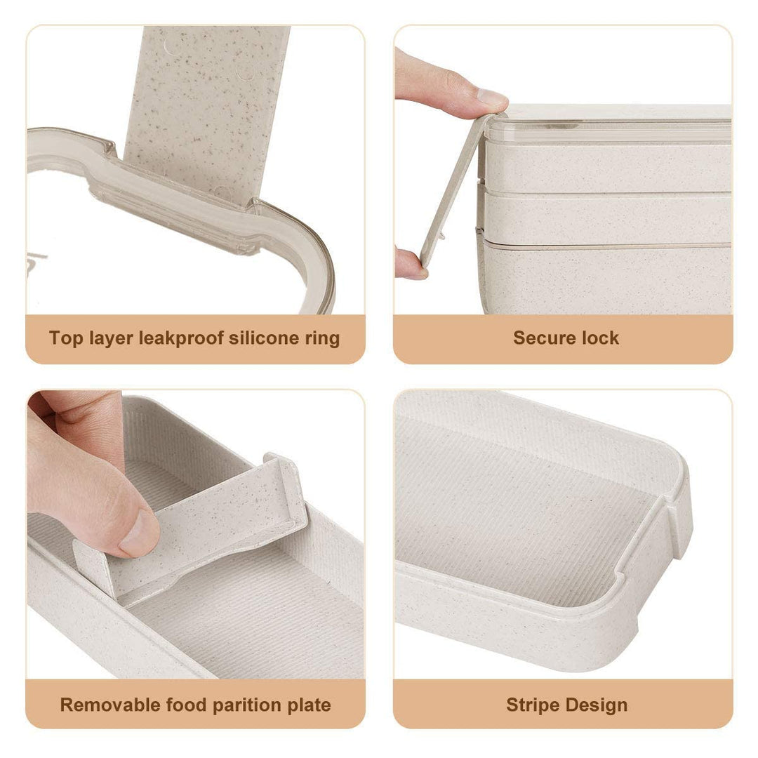 Bento Box for Adults, 3-In-1 Meal Prep Container, 900ML