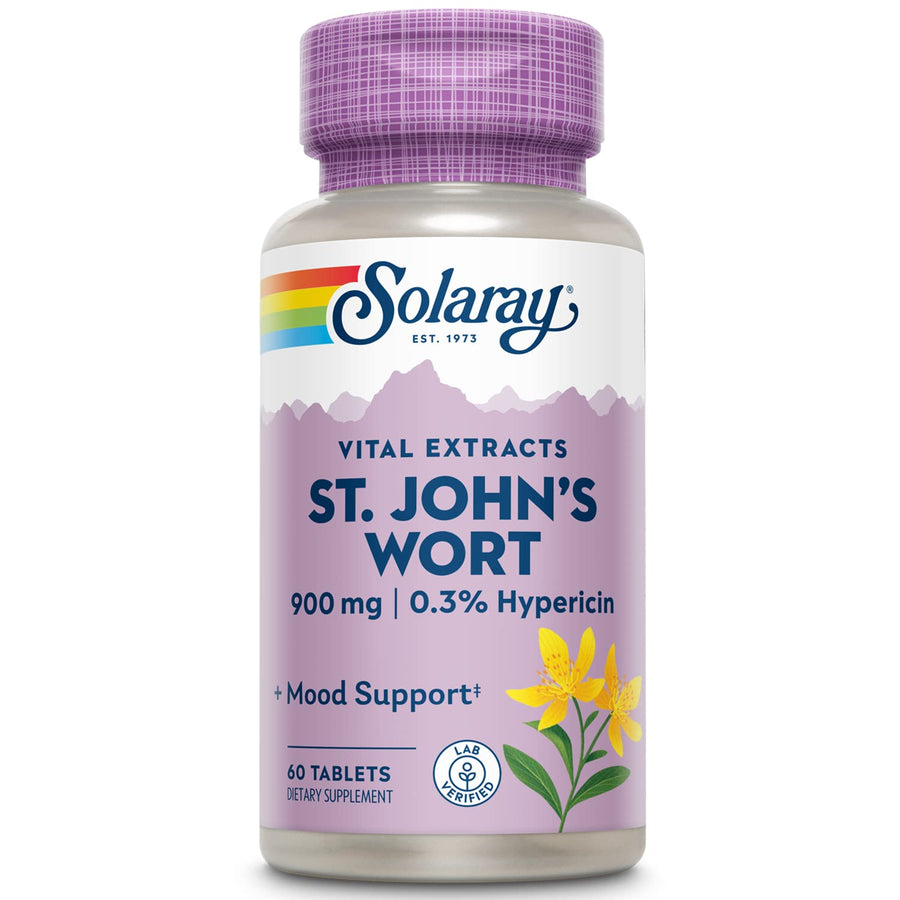 St. Johns Wort Aerial Extract One Daily 900mg, Standardized w/ 0.3% Hypericin for Mood Stability & Brain Health Support, Non-GMO |60 Servings | 60 Tablets