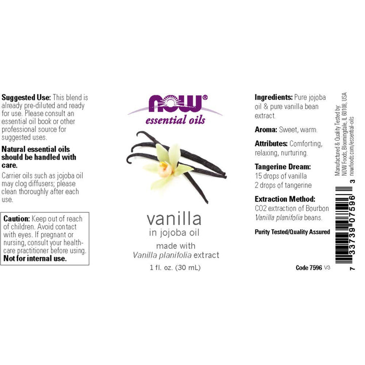 NOW Foods Natural Vanilla (In Jojoba Oil), 1 ounce