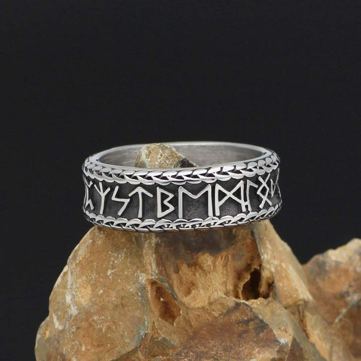 Nordic Viking Rune Knot Rings with Valknut Gift Bag - Stainless Steel