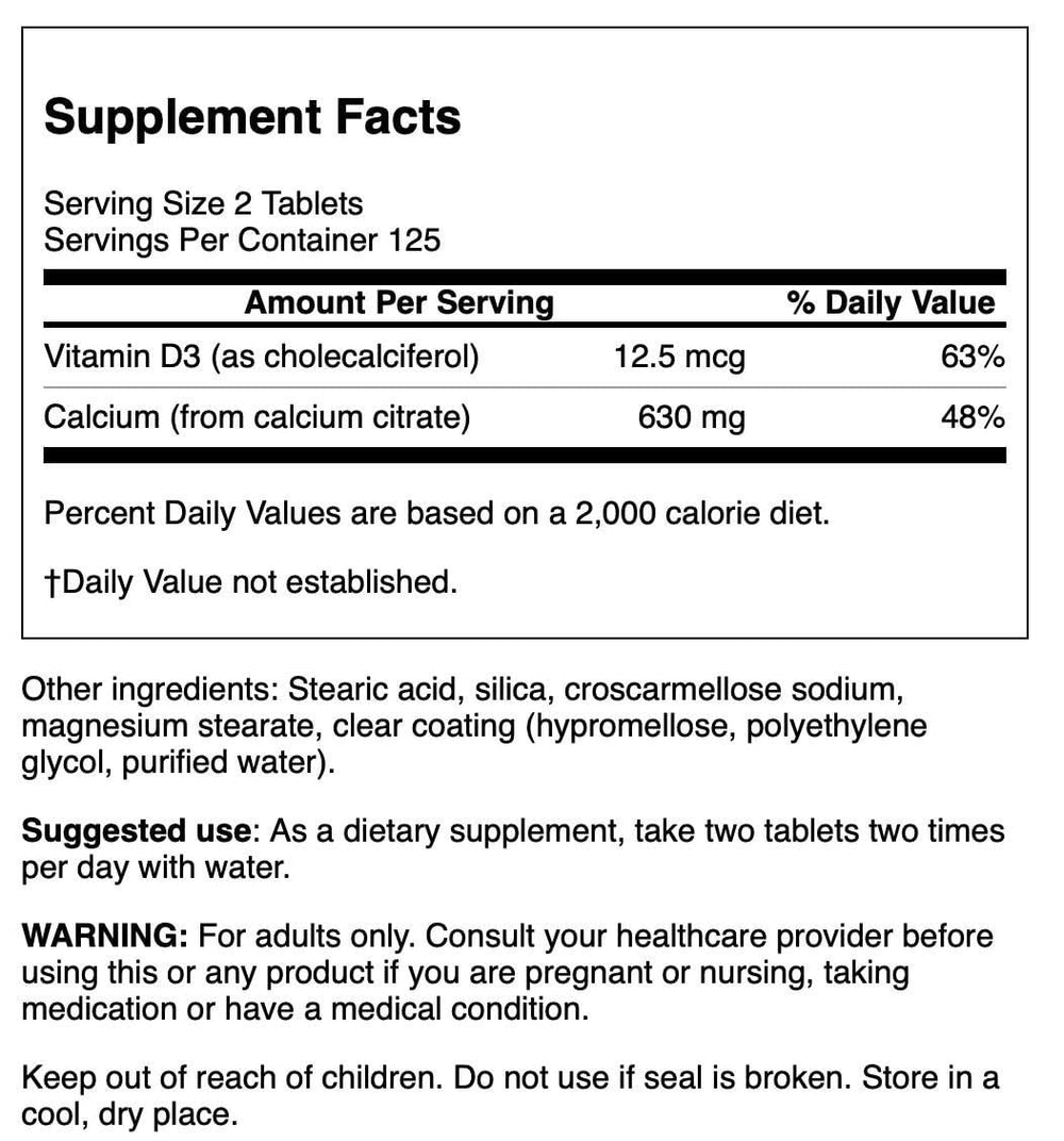 Calcium Citrate & Vitamin D 250 Tabs