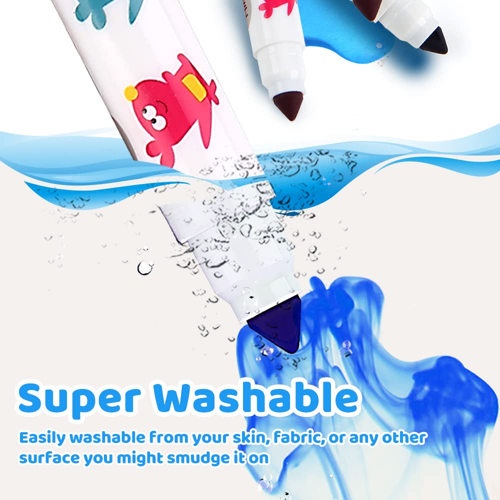 Washable Broad Line Markers for Toddlers, 24 Count,Mess Free Coloring Markers Kit for Kids Girls Party Favors School Classroom Arts Crafts Suppliers Gift