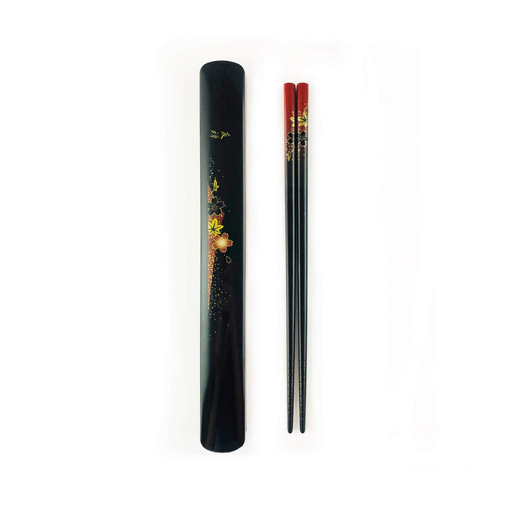 3687, Travel Chopsticks with Case Reusable Chinese Korean Japanese Bamboo Portable Chop Sticks Utensil Dishwasher Safe Made in Japan, Yuzen Red