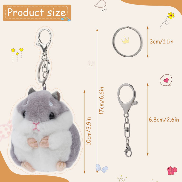 RAYNAG Set of 2 Cute Hamster Plush Keychains Stuffed An
