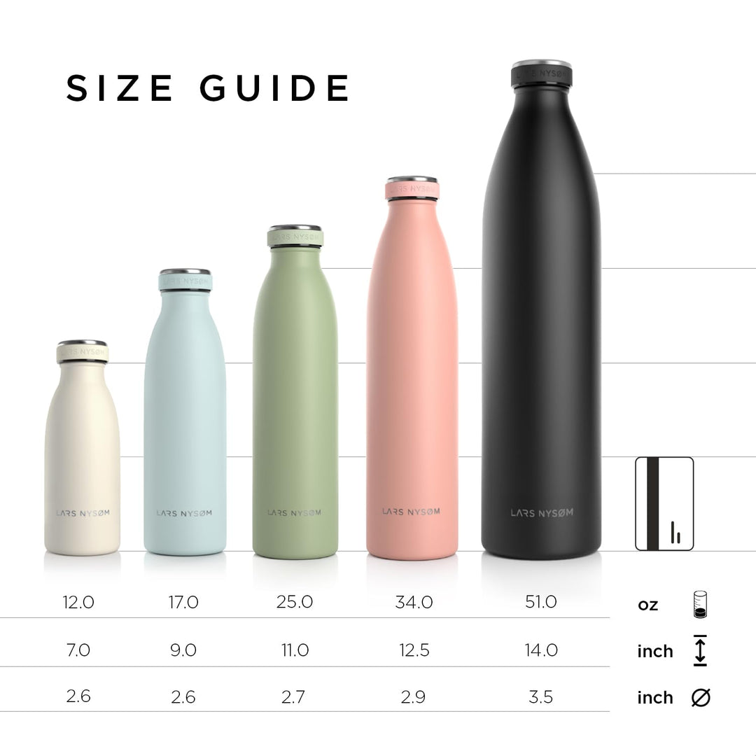 Stainless Steel Insulated Water Bottle 12oz 17oz 25oz 34oz 51oz | Insulated Thermo Flask for Hot and Cold Beverages | Leakproof Drinking Bottle (Stone Blue, 500ml)