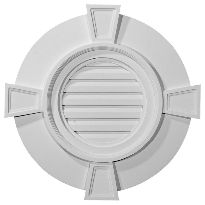 24W x 24H x 1 1/8P, Round Gable Vent with Keystones, Non-Functional