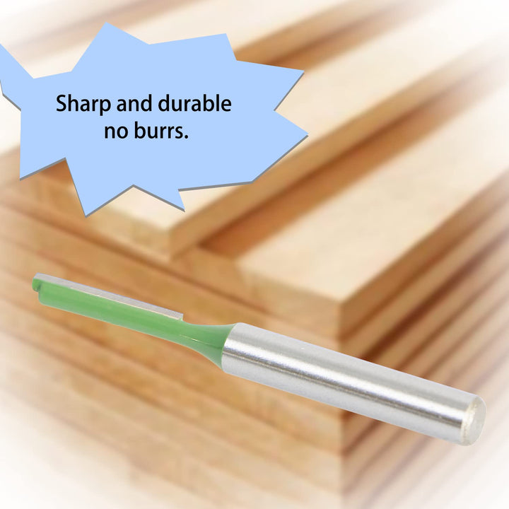 Router Bit 4mm Cutting Dia 6mm Shank Dia Single Flute Straight Bit Carbide for Woodworking Milling Cutter Tool, Green, Silver, 4Pcs