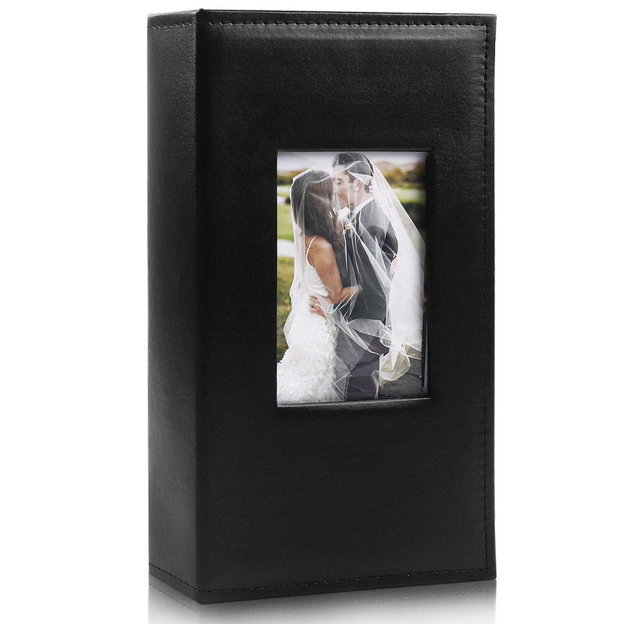 Premium Leather 4x6 Photo Album with 300 Pockets, Black, for Boy, Girl, Family, Wedding Anniversary