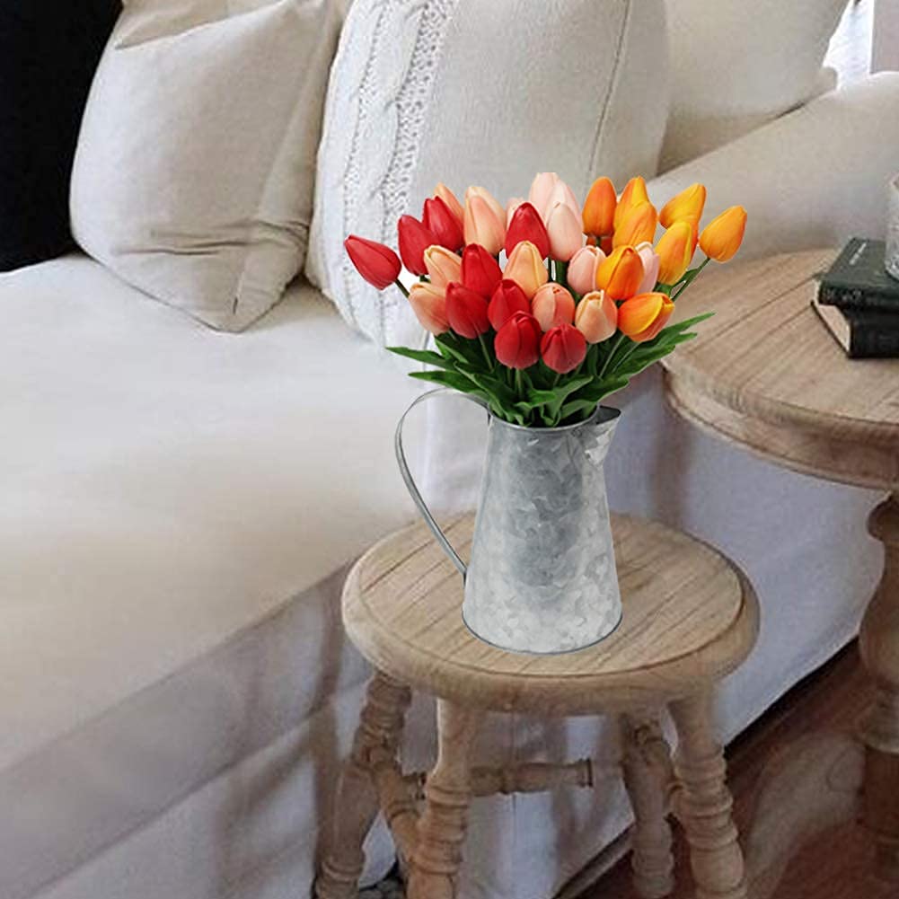 20 Pcs Orange Tulips Artificial Flowers Real Touch Fake Tulips Fake Flowers for Mother&#39;s Day 13.5 Faux Tulips Faux Flowers Bulk Artificial Tulips Flowers for Vase Centerpieces Home Wedding Bouquet