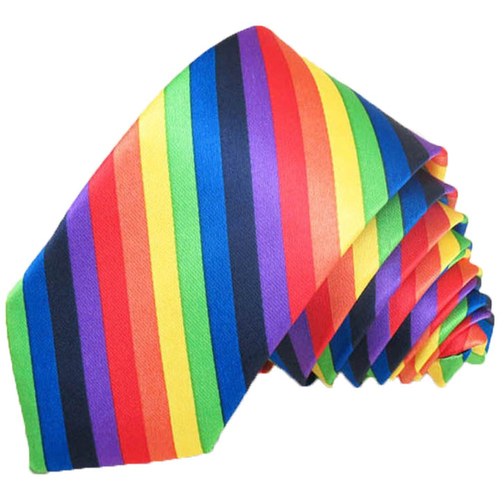 Flairs New York Polka Dots Collection Slim Skinny Neck Tie (Rainbow Pride)