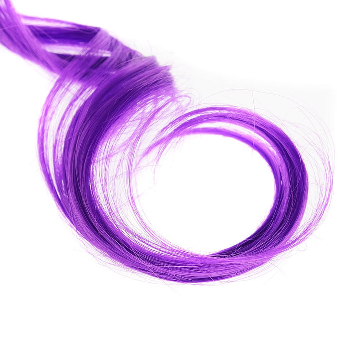 Purple : 12 Pcs Curly One Color Party Highlights Clip on in Hair Extensions Colored Hair Streak Synthetic Hairpieces (Purple)