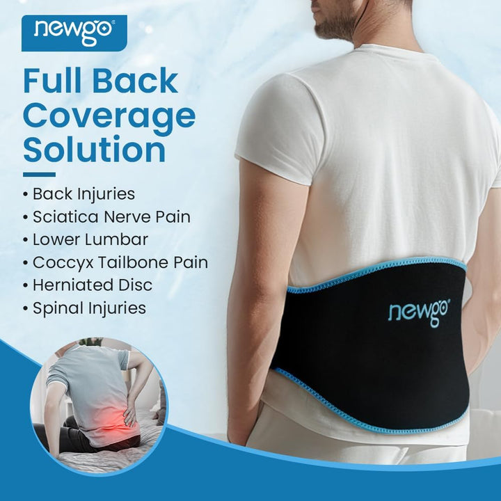 Gel Ice Pack for Back Injuries and Pain Relief, 2 Pack Lower Back Ice Pack Wrap for Hot Cold Therapy, Lumbar Surgery, Sciatica, Herniated Disc, Coccyx Tailbone Pain - Black