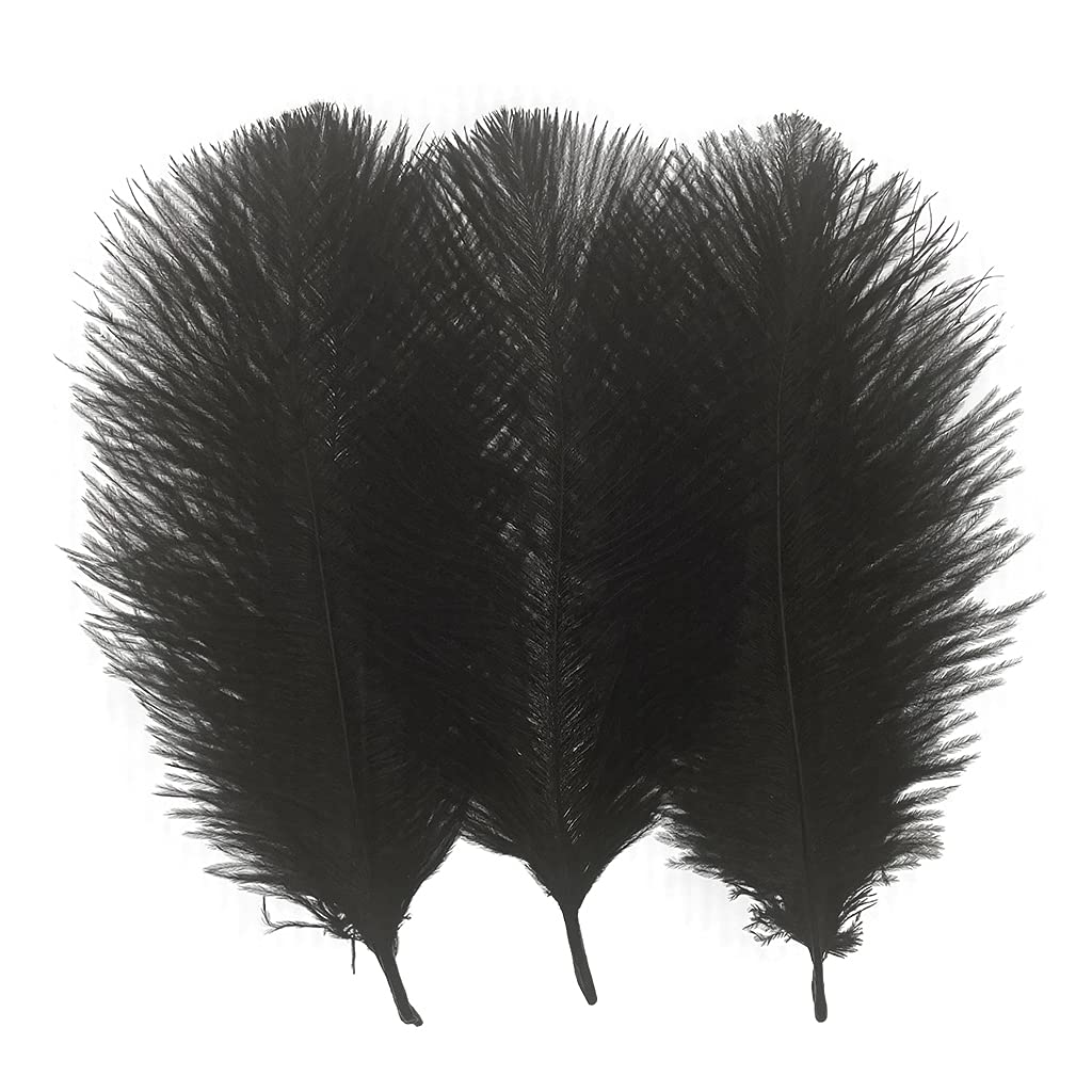 50pcs 8-10inches Ostrich Feathers Craft for Wedding Party centerpieces Home Decoration (Black)