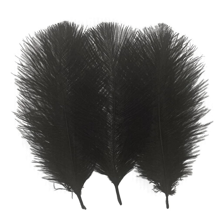 50pcs 8-10inches Ostrich Feathers Craft for Wedding Party centerpieces Home Decoration (Black)