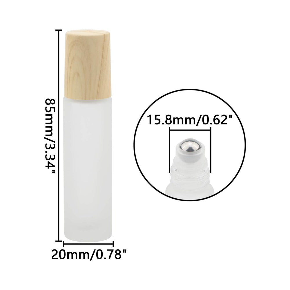 10ml(1/3oz) Roll On Bottles,10 Pack Essential Oil Bottles Glass Roller Bottles Perfume Cosmetic Sample Bottles With Stainless Steel Roller Ball and Plastic Lid
