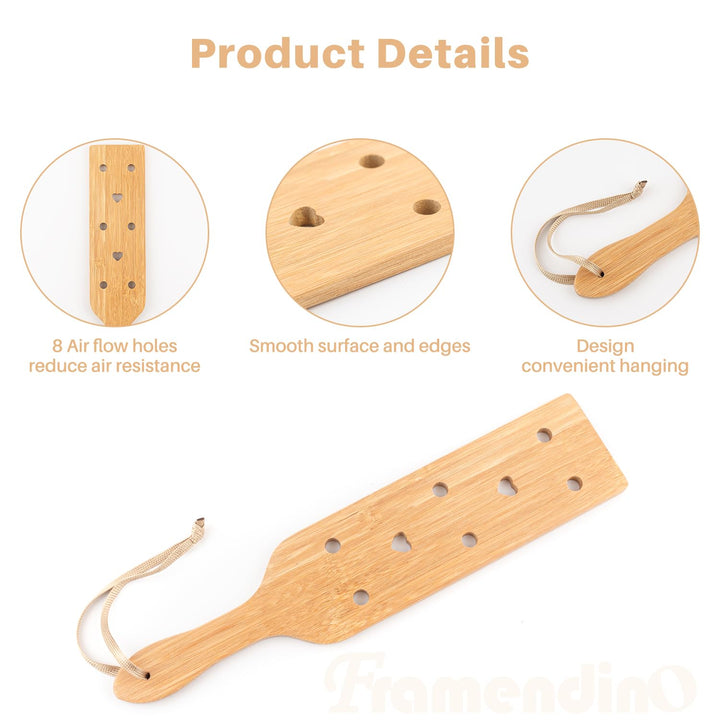 , 13 Inch Bamboo Paddle Lightweight Wooden Paddle with Airflow Holes