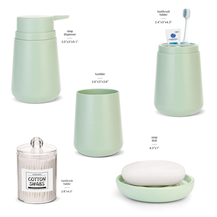 IMAVO Green Bathroom Set,5 Piece Bathroom Gift Set,Toot