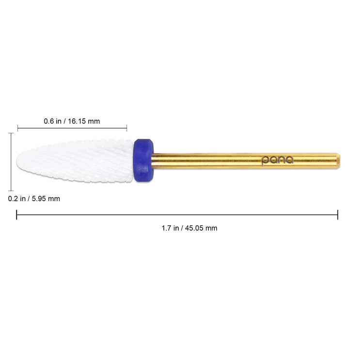 Beauticom Professional USA Ceramic White Flame Cone Shaped Bit Nail Drill (Grit: MEDIUM) 3/32 Shank Size