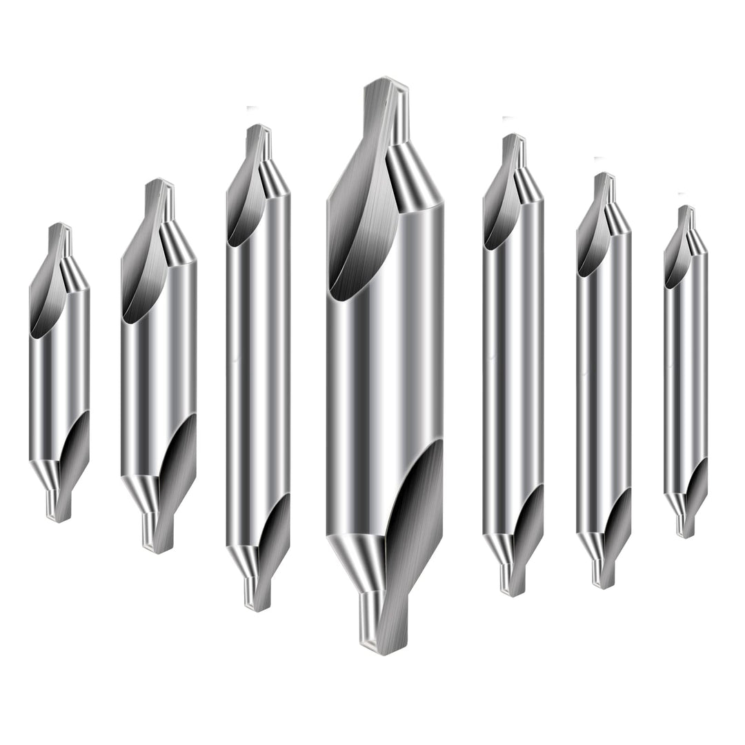 Center Drill Bits Set - High Speed Steel Center Drill Bits Kit Countersink Tools for Lathe Metalworking, 7 pcs 60-Degree Angle Center Drill Bits in Size 1.0 1.5 2.0 2.5 3.0 4.0 5.0