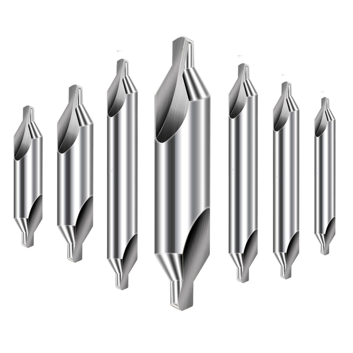 Center Drill Bits Set - High Speed Steel Center Drill Bits Kit Countersink Tools for Lathe Metalworking, 7 pcs 60-Degree Angle Center Drill Bits in Size 1.0 1.5 2.0 2.5 3.0 4.0 5.0