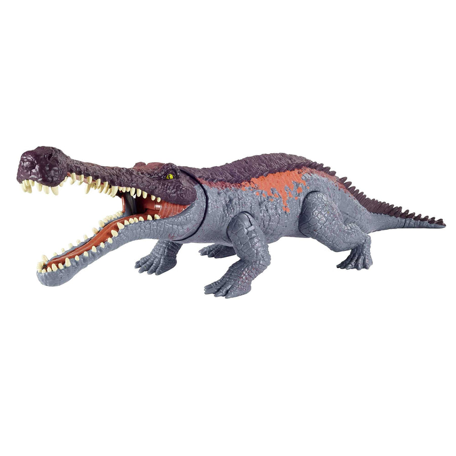 Jurassic World Massive Biters Sarcosuchus Larger-Species Dinosaur Action Figure, Tail-Activated Strike & Chomp Action