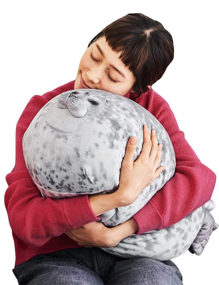 Chubby Blob Seal Pillow Plush Animal Toy Stuffed Seal Plushie Cotton Cute Pillow Gray 13.0 inch