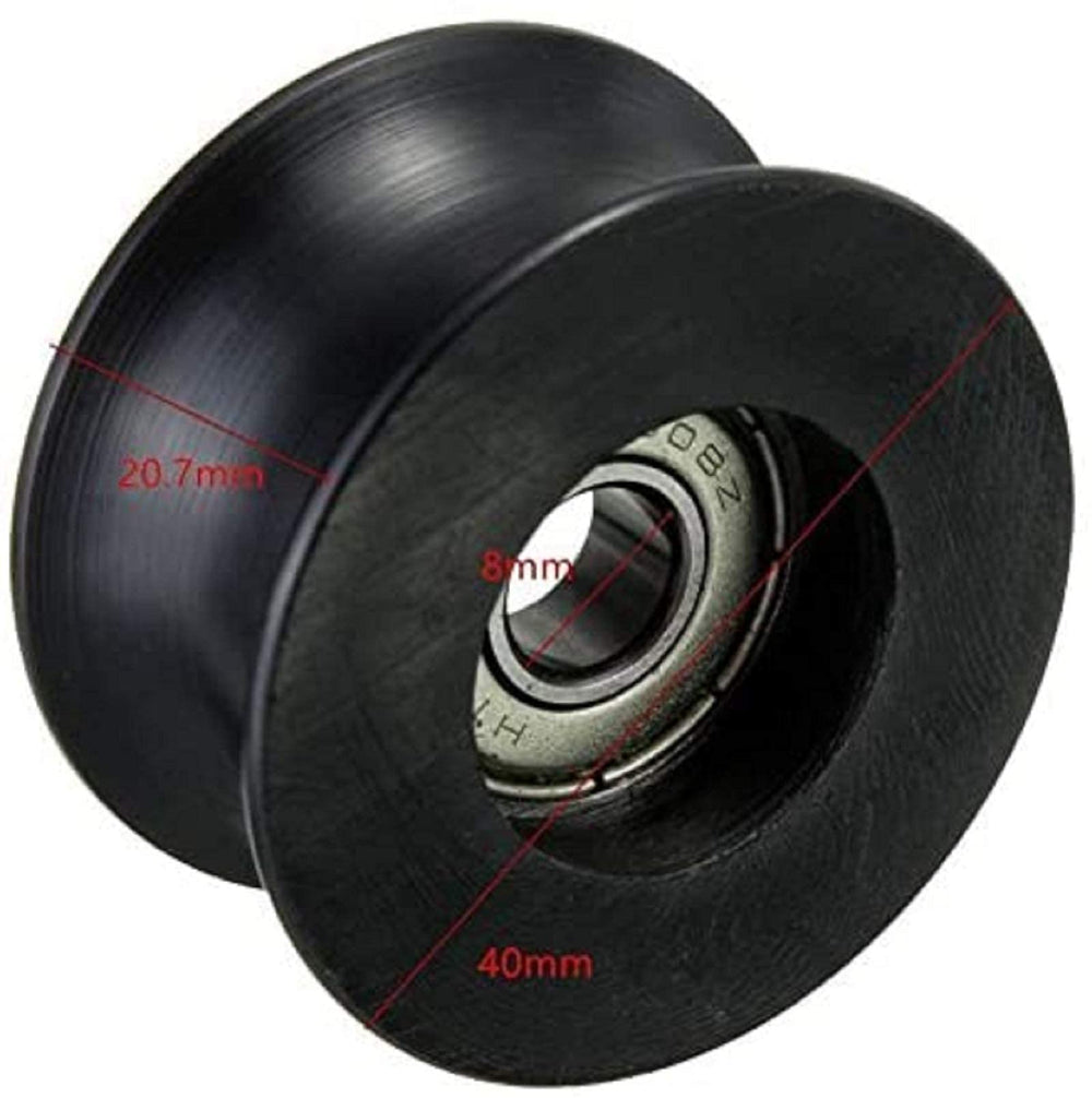 Letool 4pcs U Type Groove Pulley Nylon Guide Pulley Rolling Bearing U Groove Roller Wheel 8x40x20mm for Driving Mechanical Equipment, or Used in Doors and Windows