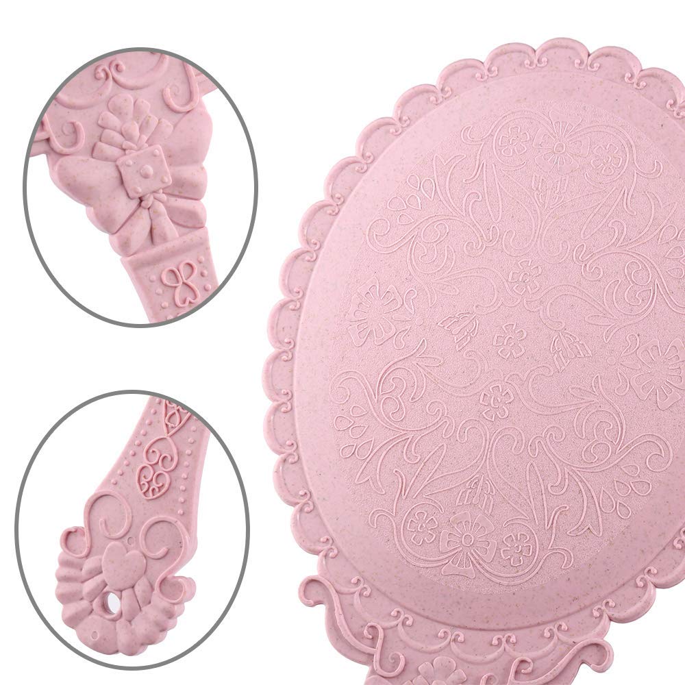 XPXKJ Nano Pink, Oval: Handheld Mirror with Handle, for Vanity Makeup Home Salon Travel Use (Oval, Nano Pink)