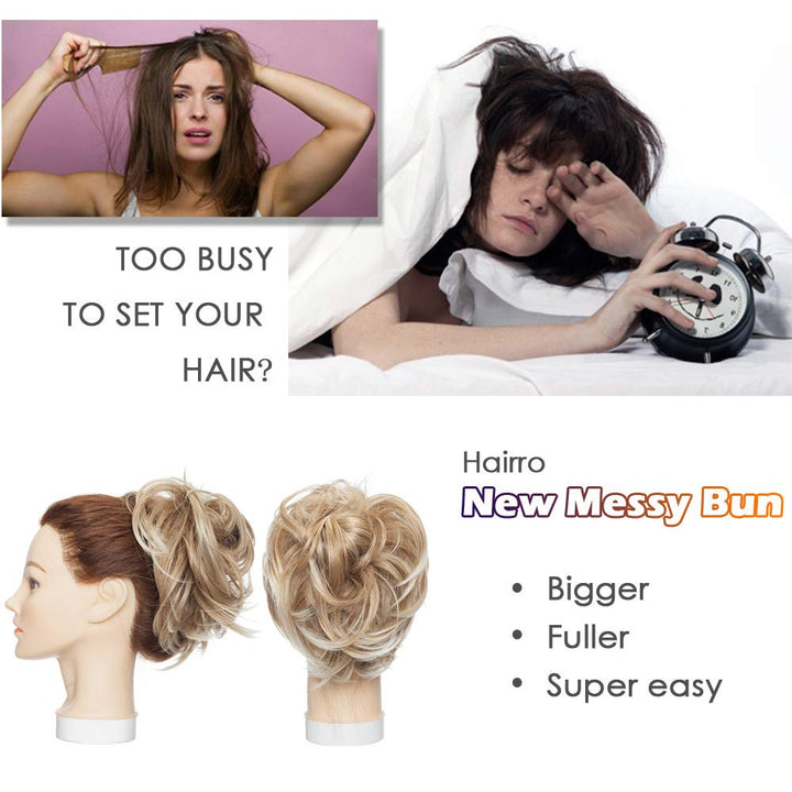 Messy Hair Bun Extensions Fluffy Tousled Scrunchie Synthetic Up Do Wavy Scrunchy Updo Chignons With Elastic Rubber Band Highlight Scrunchies Wrap On Instant Ponytail Hairpiece For Women 80g #27T613