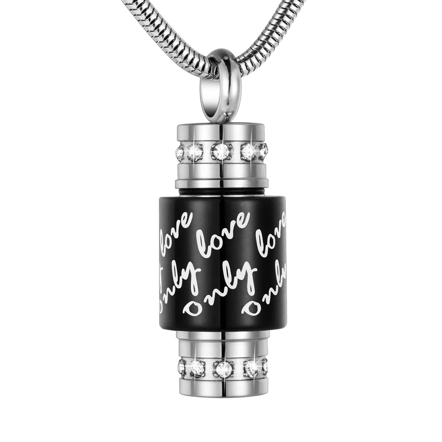 Cylinder Urn Necklace for Ashes Cremation Jewelry for Human Pet Ashes Cremation Urn Keepsake Jewelry for Ashes - Only Love