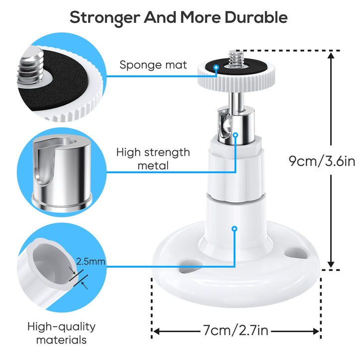 FastSnail Wall Mount Compatible with Wyze Cam Pan V3 &amp; Wyze Cam V4/V3 &amp; Wyze Cam Outdoor/Indoor, 360 Degree Swivel Adjustable Bracket for Wyze Cam and Other Camera with Same Interface 2 Pack