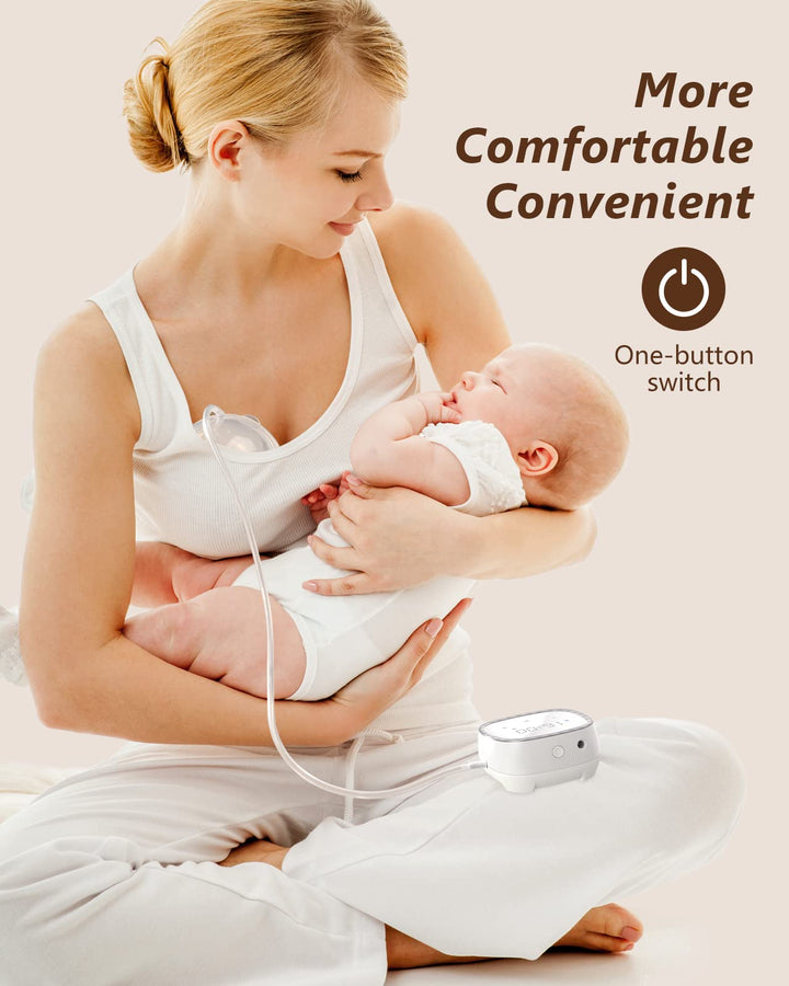 Wearable Electric Breast Pumps, Hands-Free Breastfeeding Pump, BPA Free Nursing Double Breast Milk Pumps with 5 Modes &amp; Touch Panel, LED Display, Split Designed, 21MM/24MM Insert Funnels
