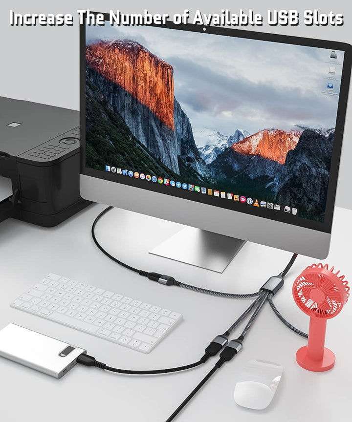 USB Splitter Y Cable 1FT,USB Splitter 1 in 4 Out,USB Charger Splitter,Multi Port USB Extension Splitter,Multiport 2/3/4 Out Data Charging Split Adapter for PC,TV,MacBook,Laptop