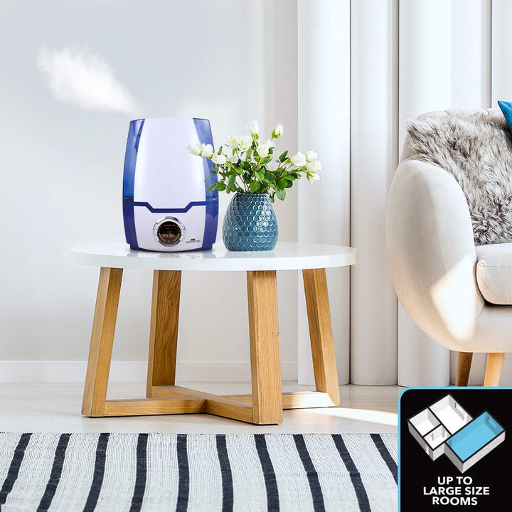 Humidifier Large Capacity 1.37 Gal 5.2L Whisper-Quiet High Performance Cool Mist Ultrasonic Rooms up to 400 SqFt Baby Bedroom BPA Free Up to 70hs Digital Display Aroma Tray (Blue)