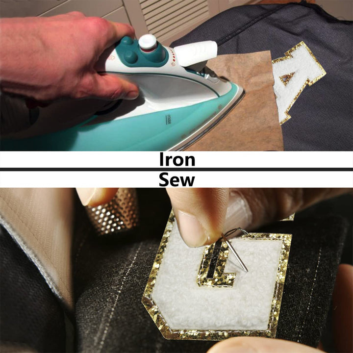 3Pcs Letter Patches Varsity Glitters Chenille,SPRT Iron