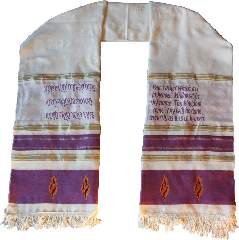 Lord prayer head Holy Spirit tongues of fire prayer scarf 60 x 16 Inches (Purple)