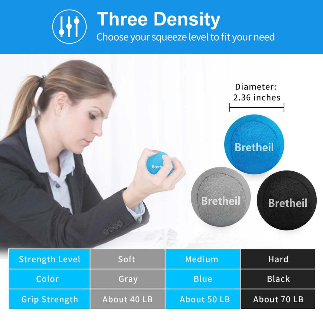 Hand Stress Balls, Stress Balls for Adults, Therapy Squeezing Relief Soft Balls for Anxiety &amp; Hand Strengthening Grip Exercise &amp; Physical Rehabilitation, Great for Adults (3 Density Reliever)
