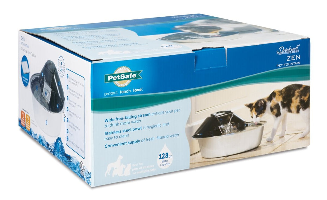Drinkwell Zen Stainless Steel Dog and Cat Water Fountain, Pet Drinking Fountain, 128 oz. Water Capacity