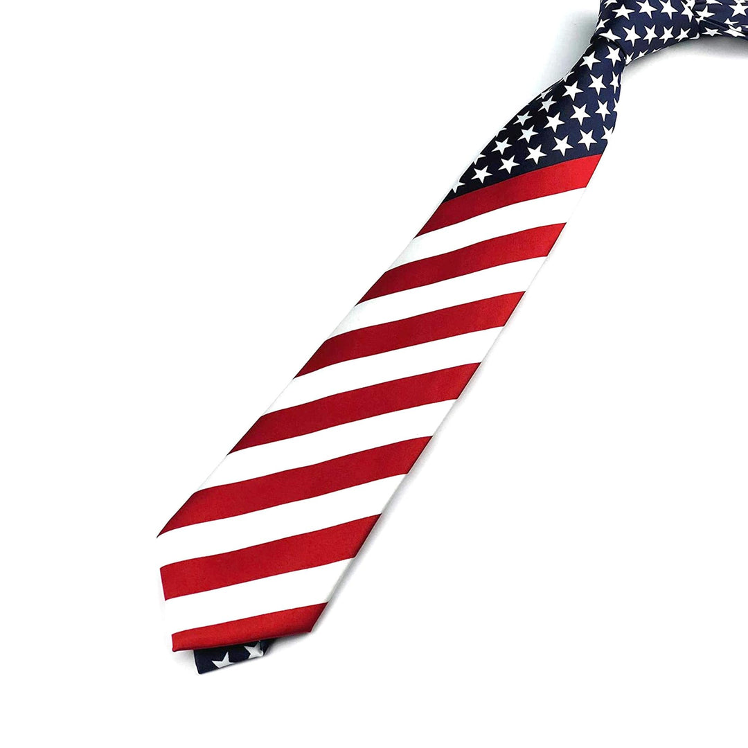 Men&#39;s American Flag Neck Tie USA Patriotic NeckTie Red White Blue Colors (American Flag Neck Tie &amp; Socks)