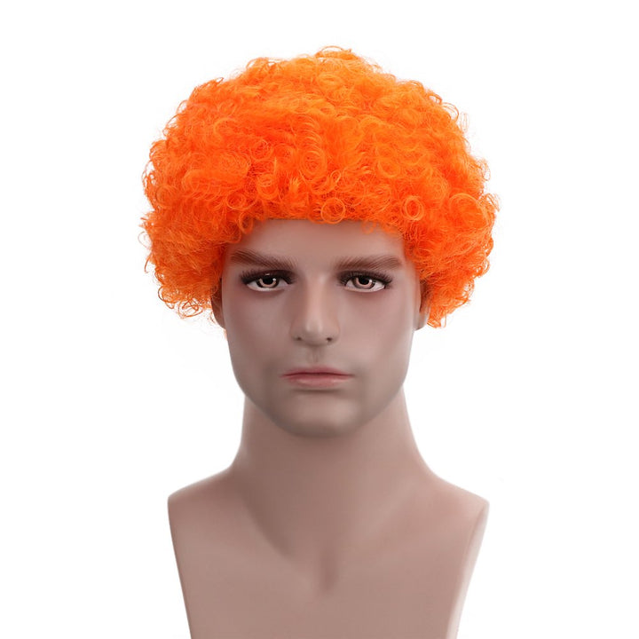 Orange: Funny Curly Afro Wig World Cup Football Fan Cosplay Wig Humor Clown Wig 6 Color (Orange)
